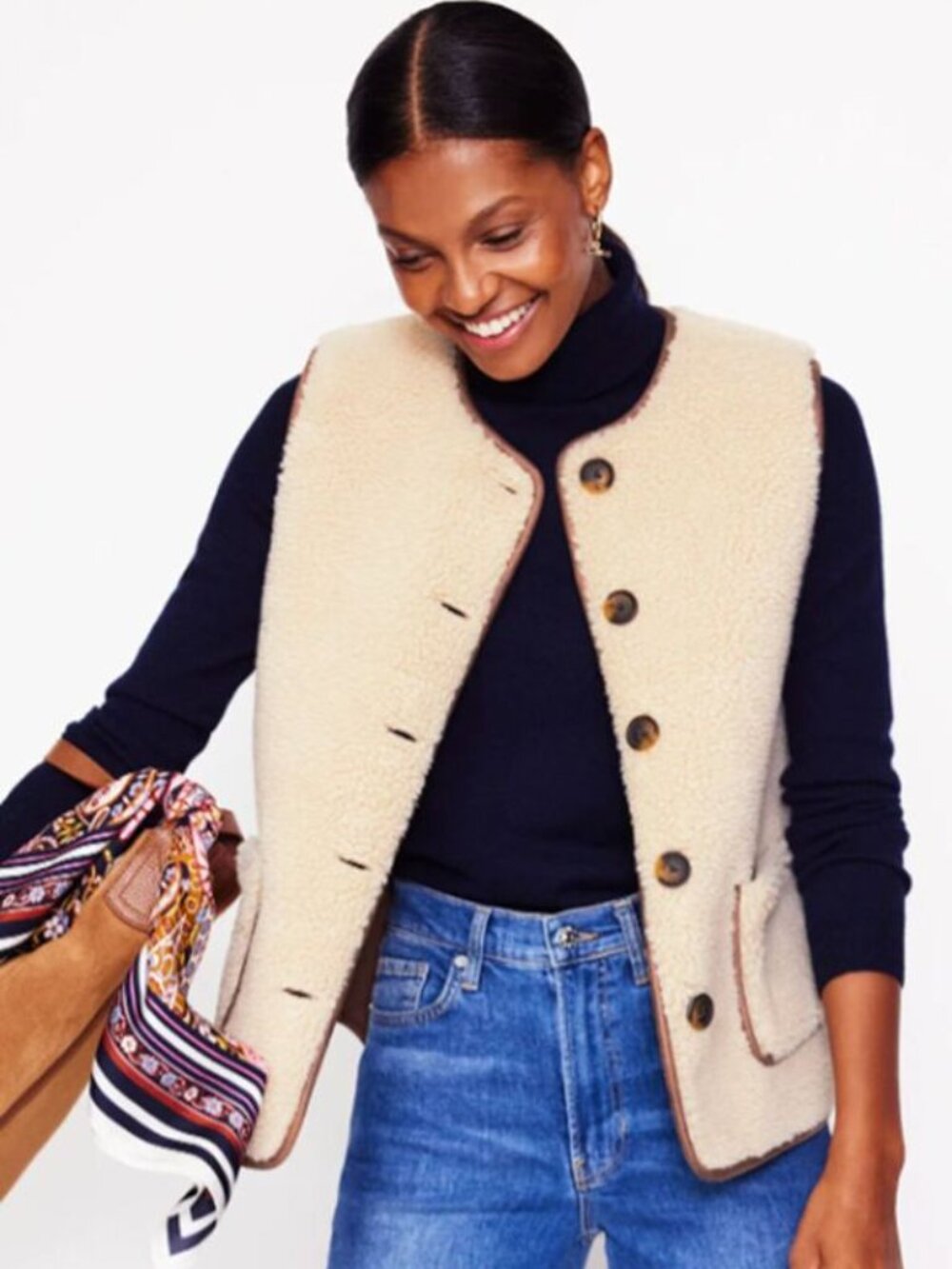 Boden Borg Button Gilet - Size 2 - Picture 1 of 6